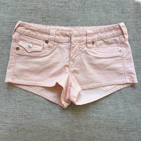 True Religion Pink Joey Low Rise Corduroy Booty Shorts size 27 - Picture 2 of 11